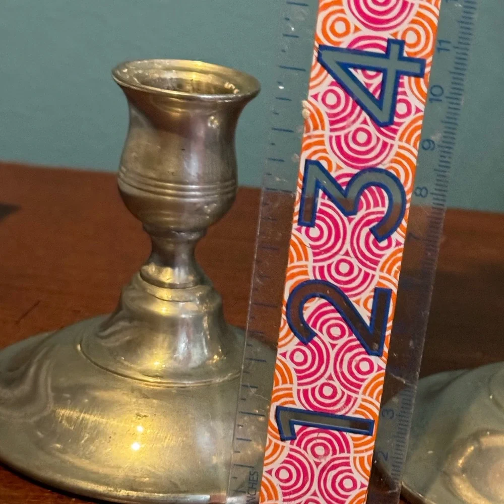 Vintage Kirk Stieff Polished Pewter Candlesticks Set Of 2